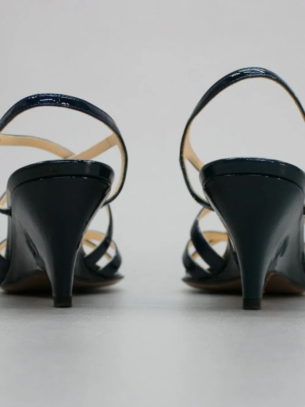 Prada 36 Ladies 6 Blue Patent Leather Slingback Heels Strappy Shoe Sandals Italy - Picture 4 of 12